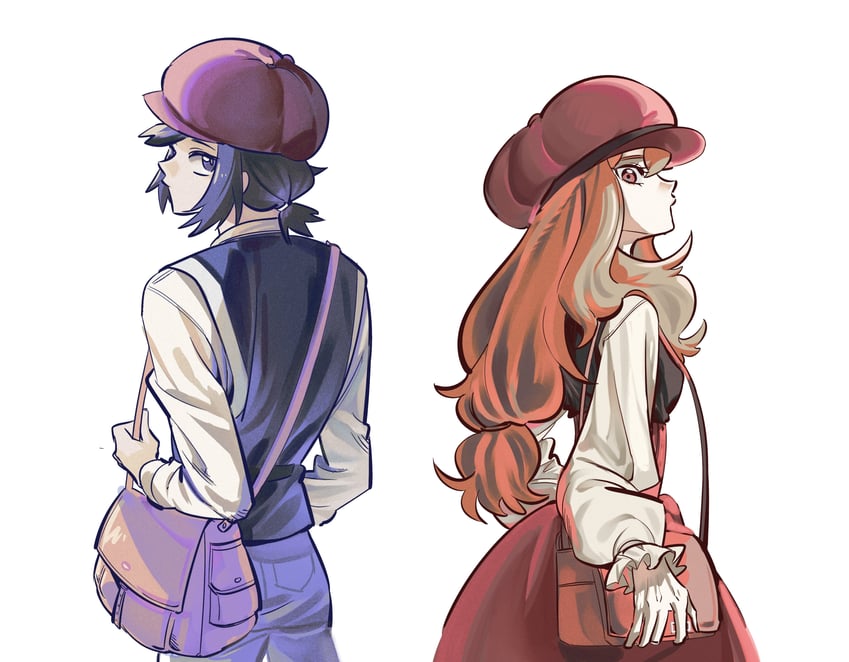 serena and calem (pokemon and 1 more) drawn by ggayo_pkm04