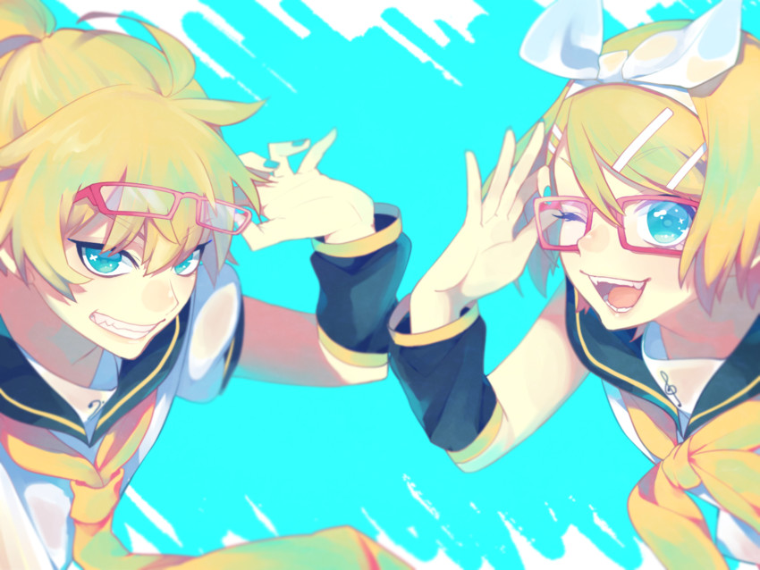 kagamine rin and kagamine len (vocaloid) drawn by nora_usagi
