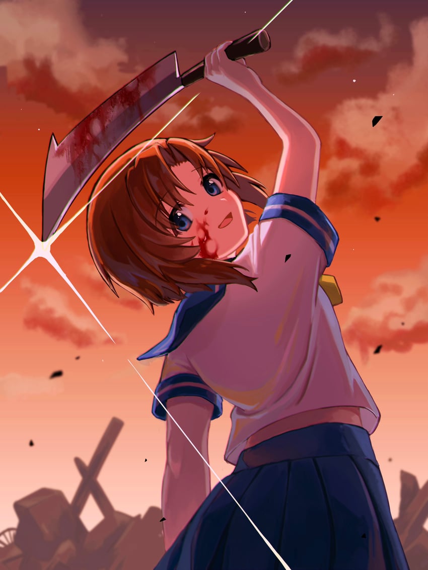 ryuuguu rena (higurashi no naku koro ni) drawn by signe_ture