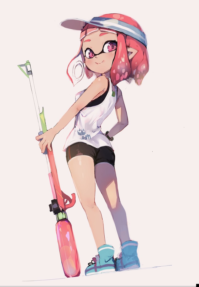 inkling player character and inkling girl (splatoon and 1 more) drawn by sprbouuz