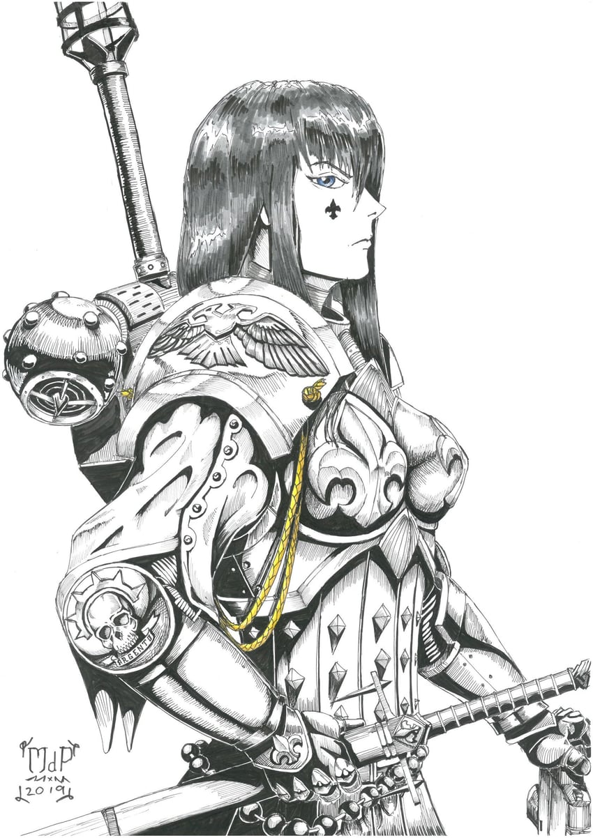 kiryuuin satsuki and adepta sororitas (kill la kill and 1 more) drawn by kill_box83
