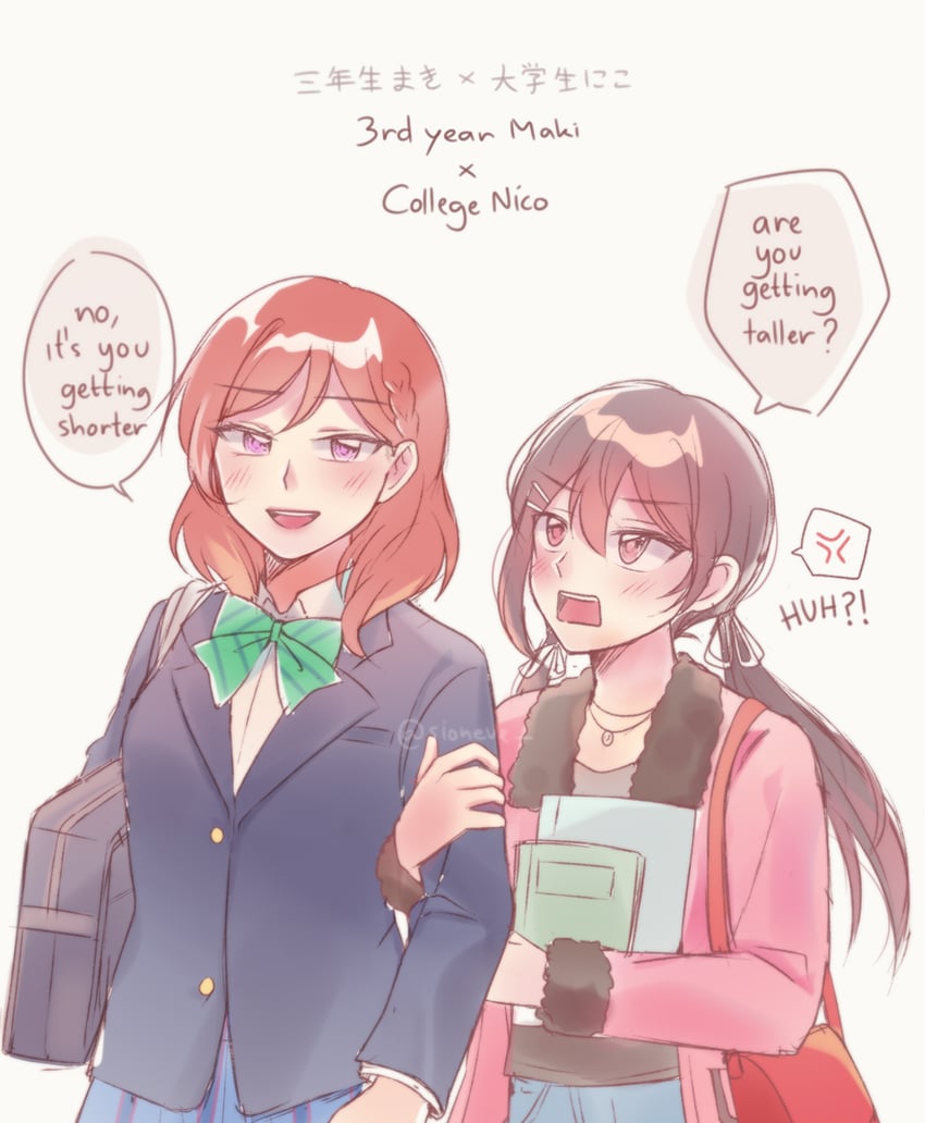 nishikino maki and yazawa nico (love live! and 1 more) drawn by sioneve
