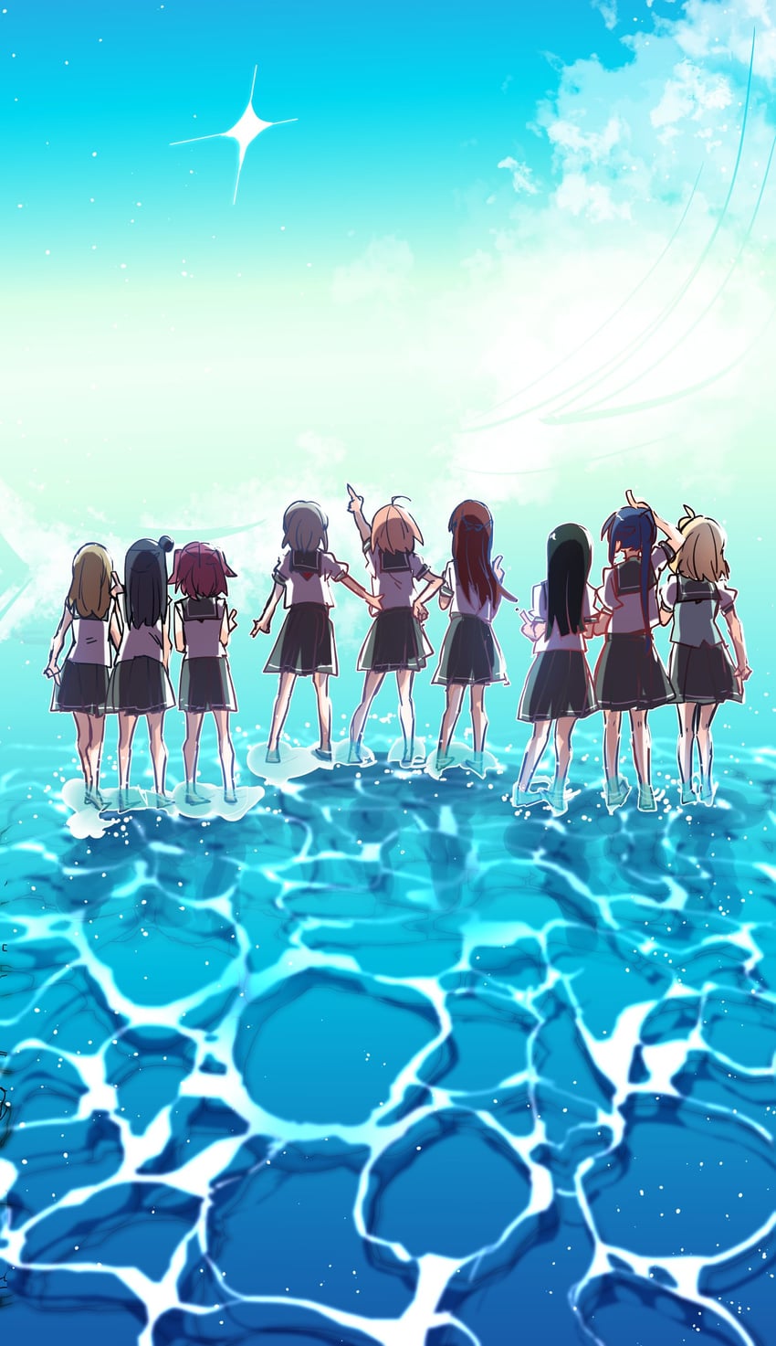 watanabe you, tsushima yoshiko, sakurauchi riko, takami chika, matsuura kanan, and 4 more (love live! and 1 more) drawn by kanduki_kamibukuro