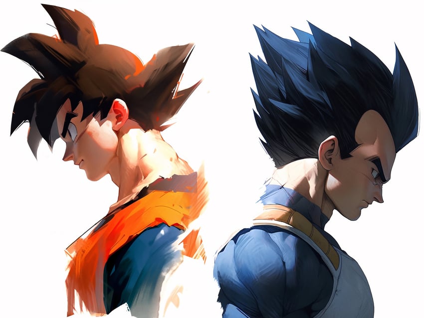 son goku and vegeta (dragon ball) drawn by 21xfour