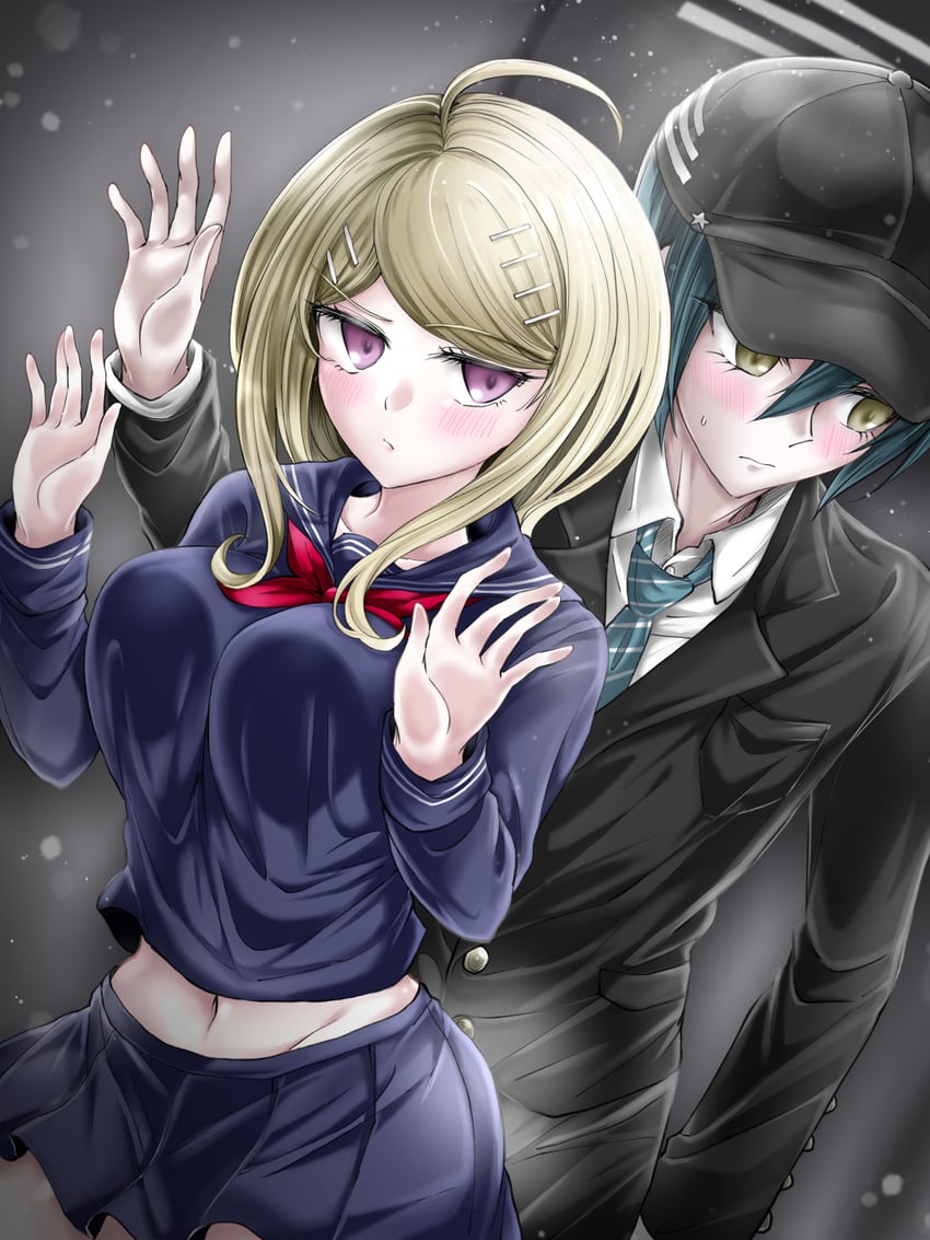 saihara shuichi and akamatsu kaede (danganronpa and 1 more) drawn by moon_(moon0771110)