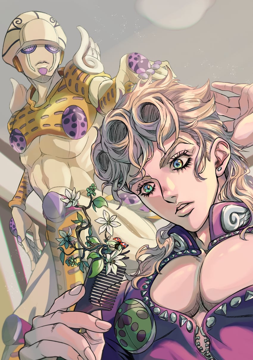 giorno giovanna and gold experience (jojo no kimyou na bouken and 1 more) drawn by nekozuki_(usagi0705)