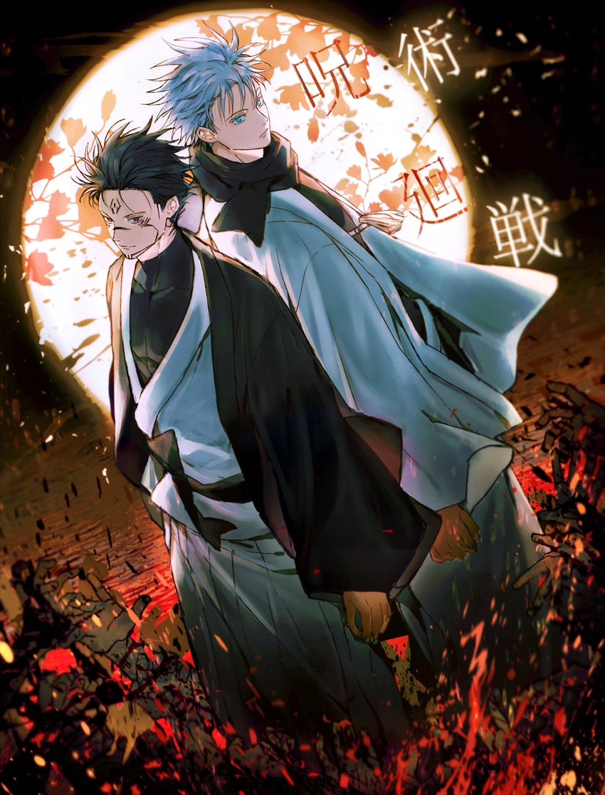 gojou satoru, fushiguro megumi, and ryoumen sukuna (jujutsu kaisen) drawn by yoon_(dmsco1803)