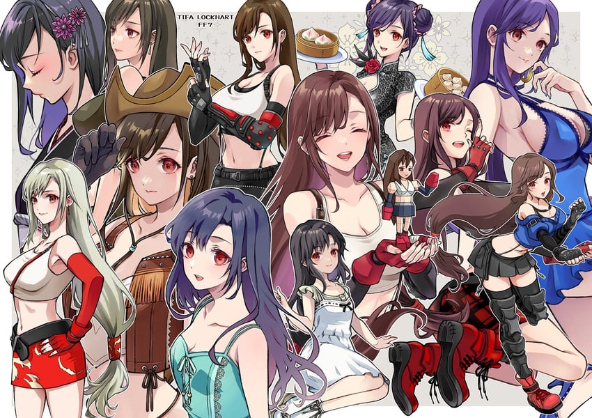 tifa lockhart (final fantasy and 8 more) drawn by quichi_91