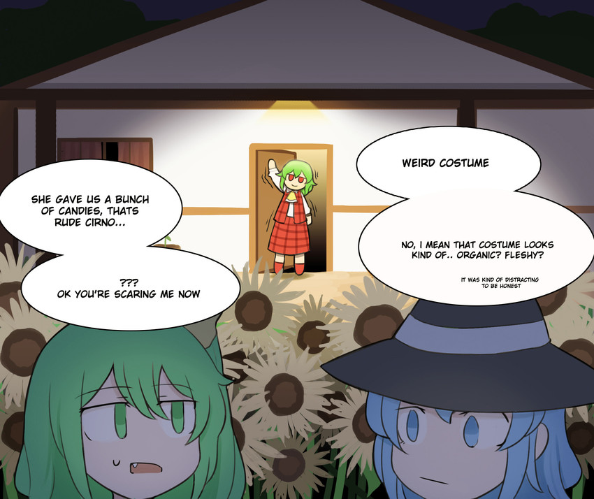 cirno, kazami yuuka, and daiyousei (touhou) drawn by mata_(matasoup)