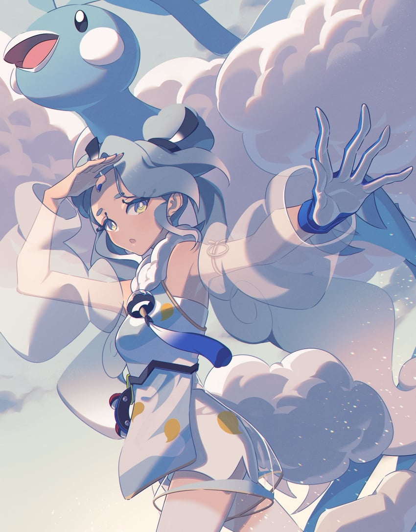 hatsune miku, altaria, and flying miku (pokemon and 2 more) drawn by miri_(cherryjelly)