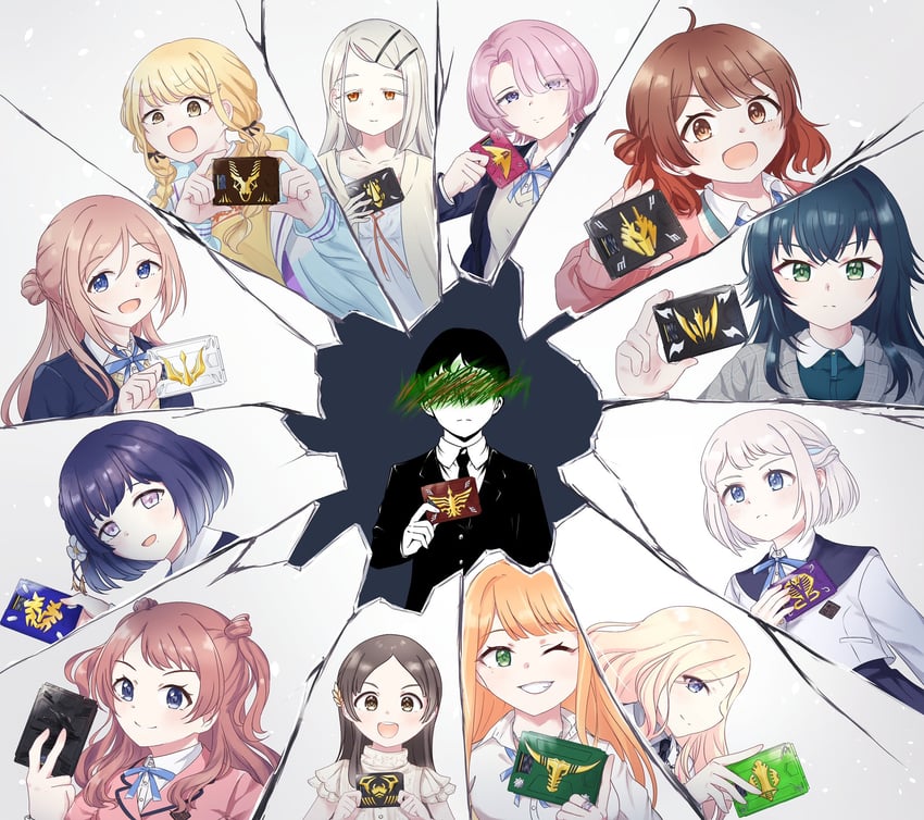 producer, shinosawa hiro, fujita kotone, hanami ume, hanami saki, and 8 more (idolmaster and 3 more) drawn by bainu