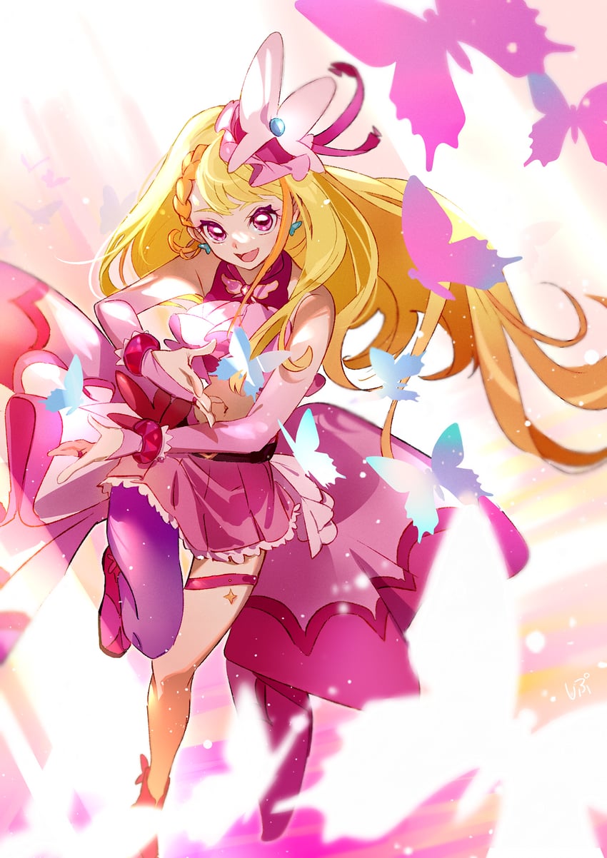 hijiri ageha and cure butterfly (precure and 1 more) drawn by shipu_(gassyumaron)