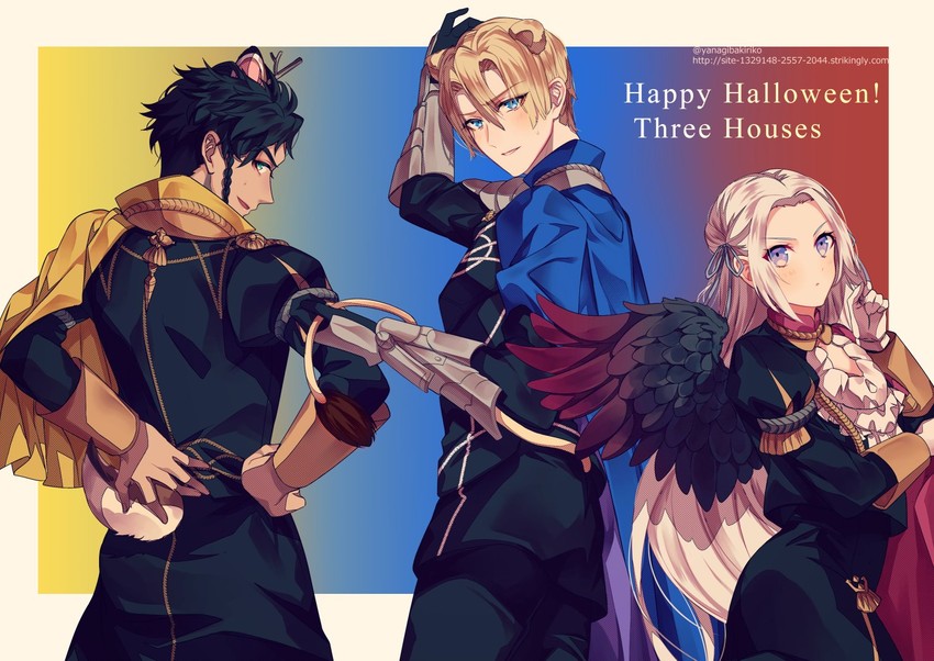 edelgard von hresvelg, dimitri alexandre blaiddyd, and claude von riegan (fire emblem and 1 more) drawn by yanagiba_kiriko