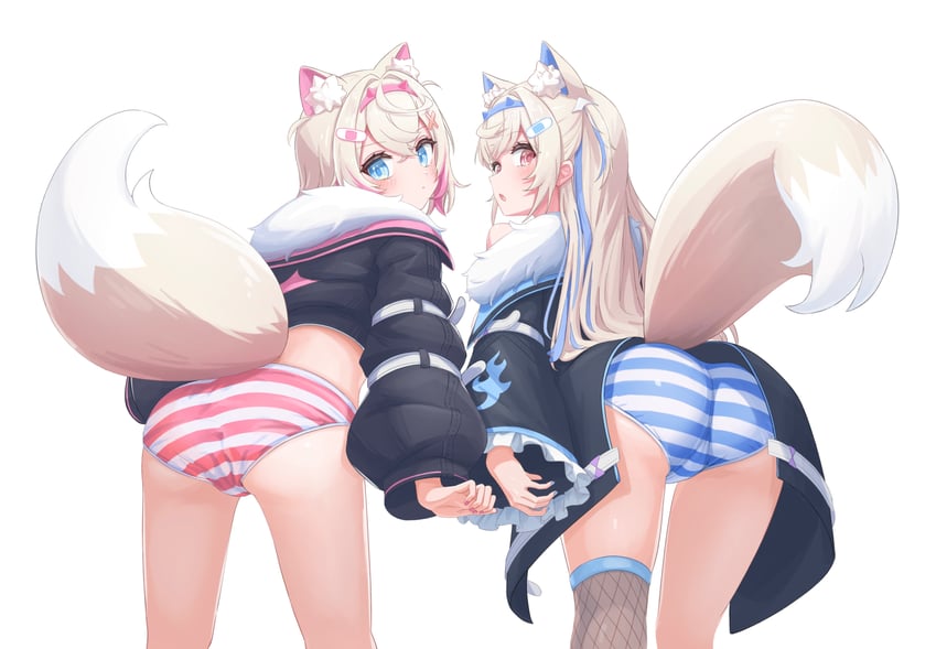 fuwawa abyssgard and mococo abyssgard (hololive and 1 more) drawn by enu_mochi