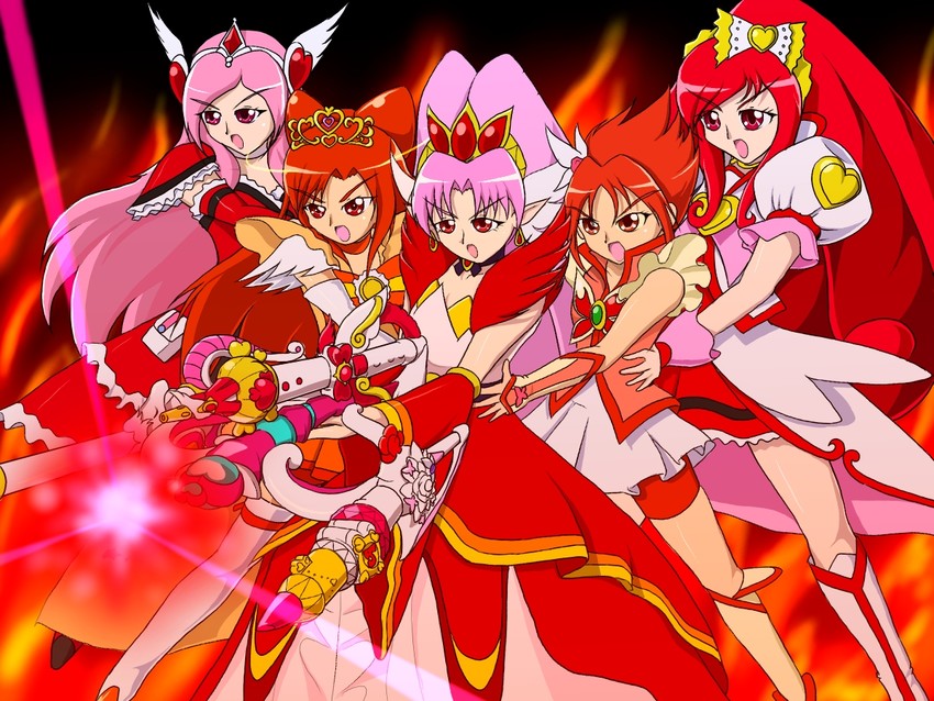 hino akane, higashi setsuna, cure sunny, natsuki rin, madoka aguri, and 5 more (precure and 6 more) drawn by helios_(divisar)
