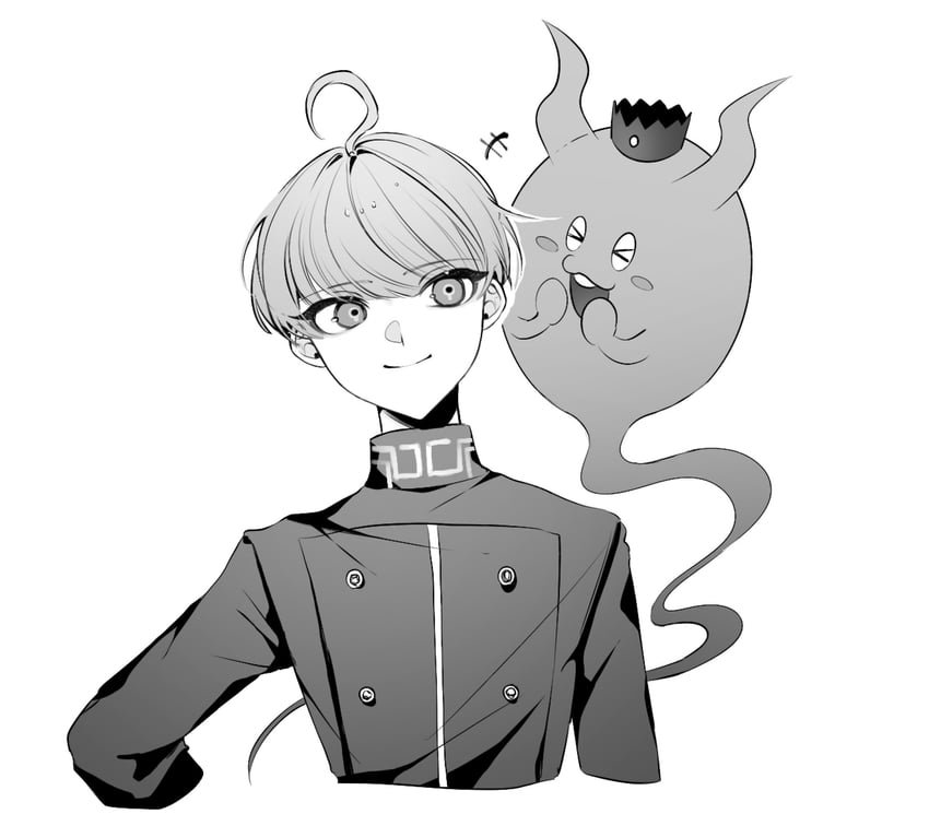 yuma kokohead and shinigami (master detective archives: rain code) drawn by rize_(rize0420)
