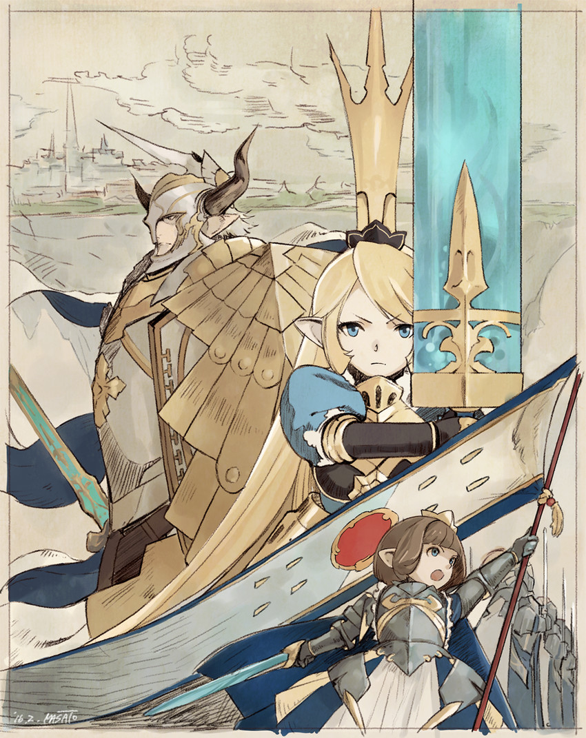 charlotta, bridgette, and baotorda (granblue fantasy) drawn by masato_(mirai_koubou)