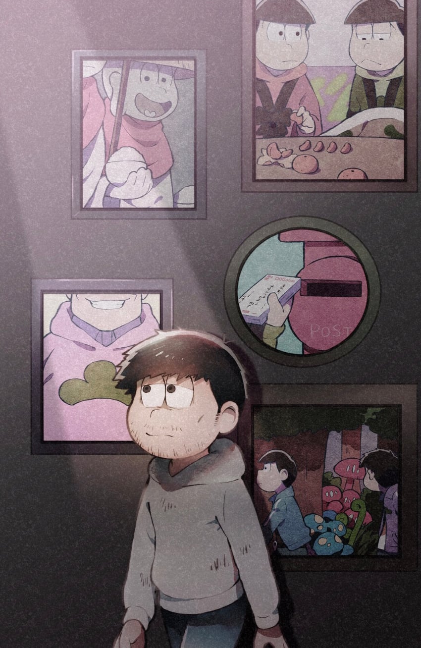 matsuno osomatsu, matsuno karamatsu, matsuno ichimatsu, matsuno jyushimatsu, matsuno choromatsu, and 2 more (osomatsu and 1 more) drawn by ouka_(stan)