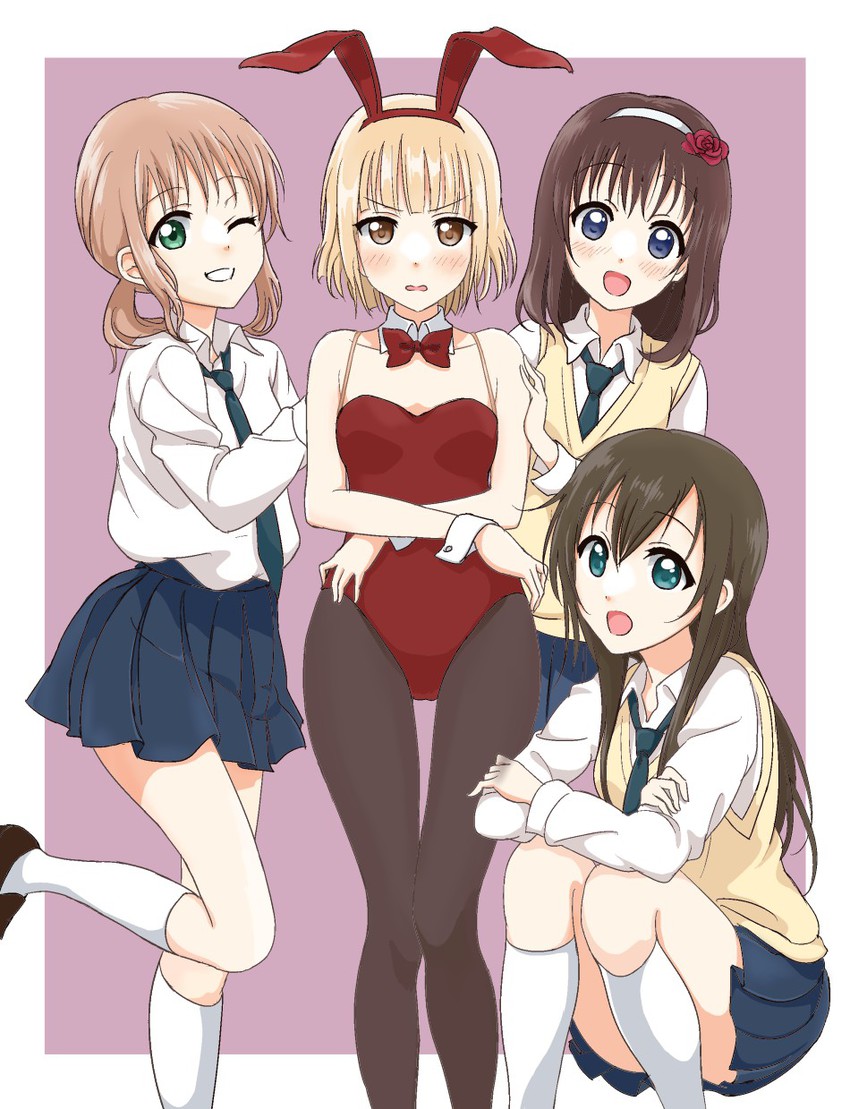 oomuro nadeshiko, miwa ai, yaeno miho, and sonokawa megumi (yuruyuri and 1 more) drawn by tetopetesone