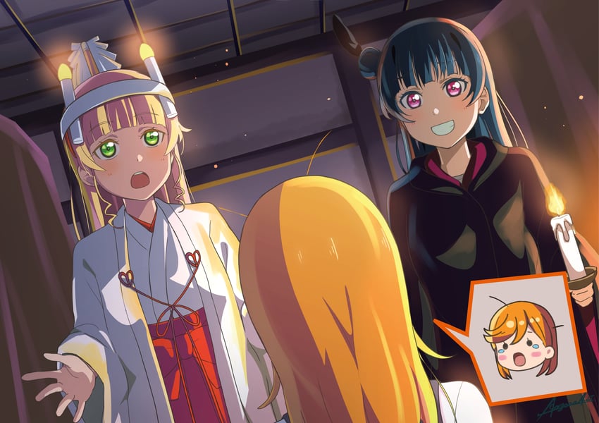 tsushima yoshiko, shibuya kanon, and heanna sumire (love live! and 2 more) drawn by aozora_aoi