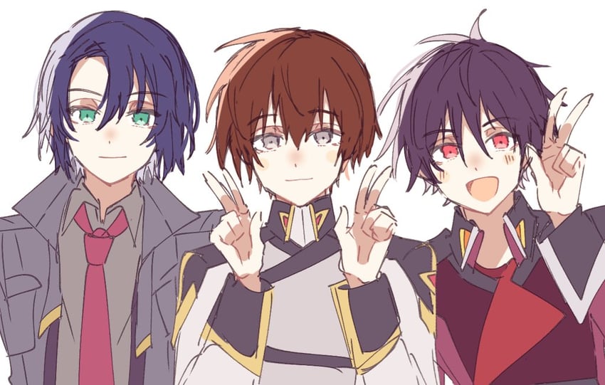 athrun zala, kira yamato, and shinn asuka (gundam and 2 more) drawn by er1ji6ou2004