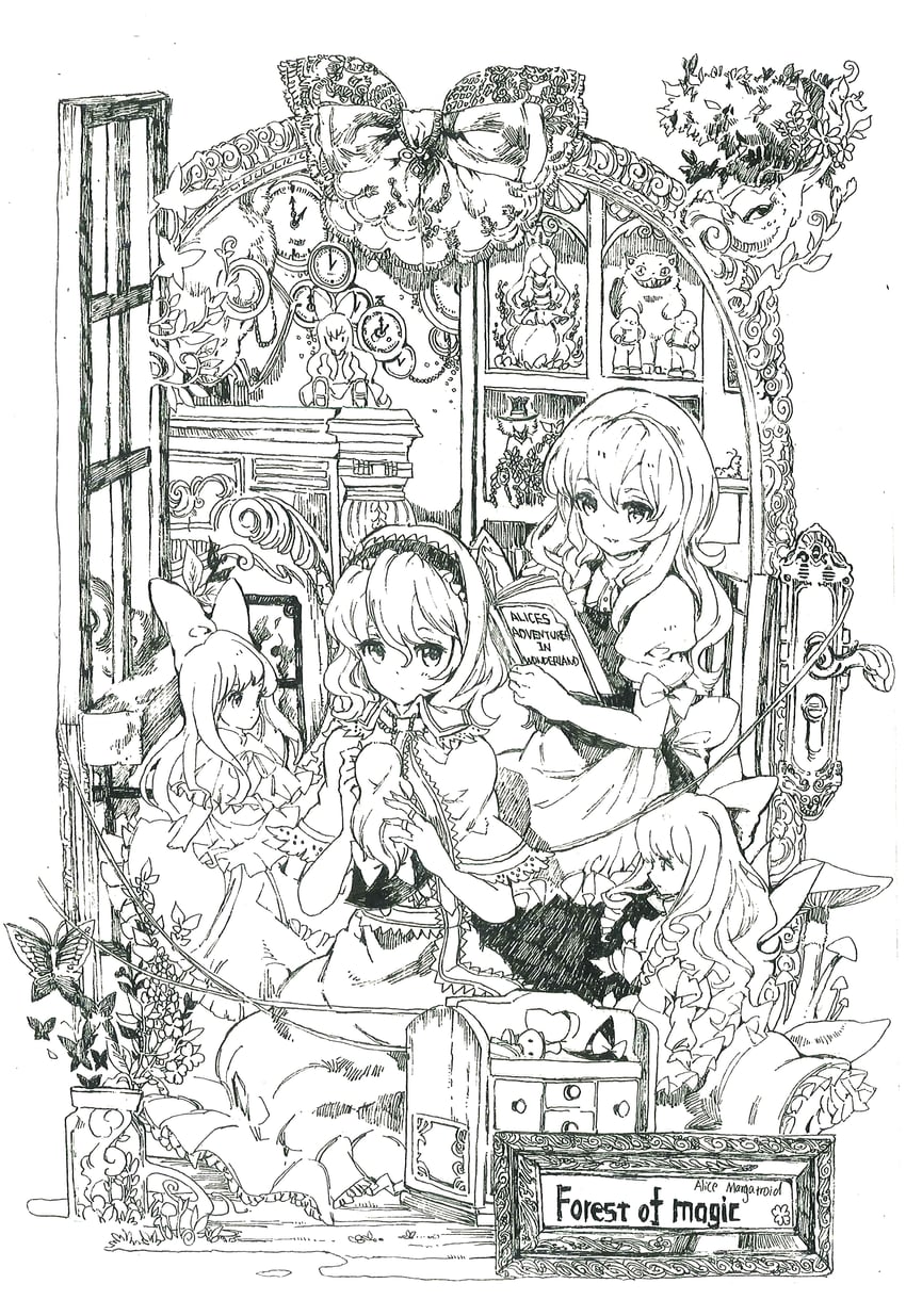 kirisame marisa, alice margatroid, shanghai doll, and hourai doll (touhou and 1 more) drawn by lan_chuan_huo_dao