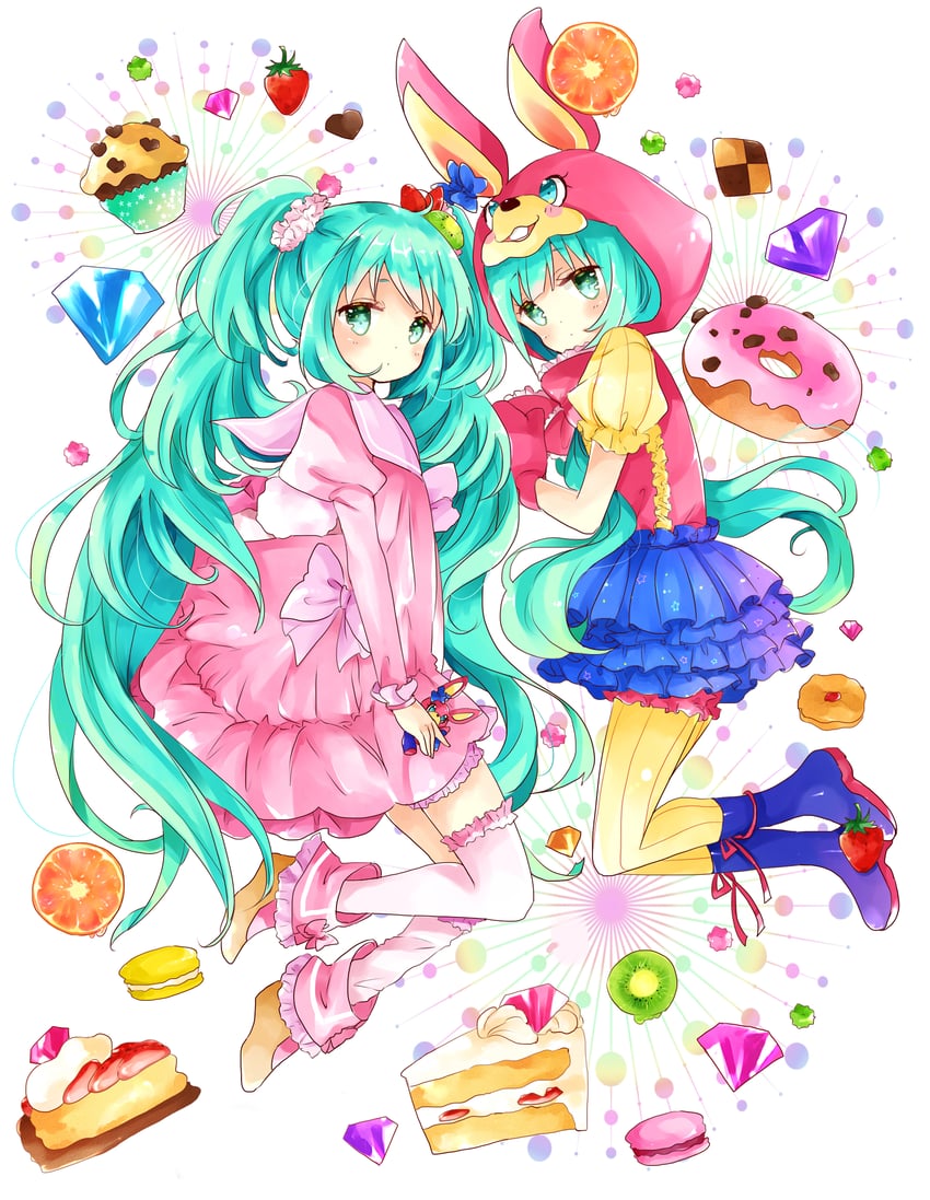 hatsune miku (vocaloid and 1 more) drawn by tsukiyo_(skymint)