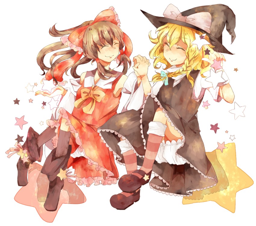 hakurei reimu and kirisame marisa (touhou) drawn by noue_(no_zog)