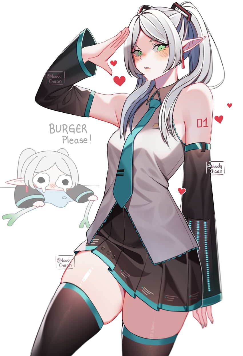 hatsune miku and frieren (vocaloid and 1 more) drawn by noodychaan