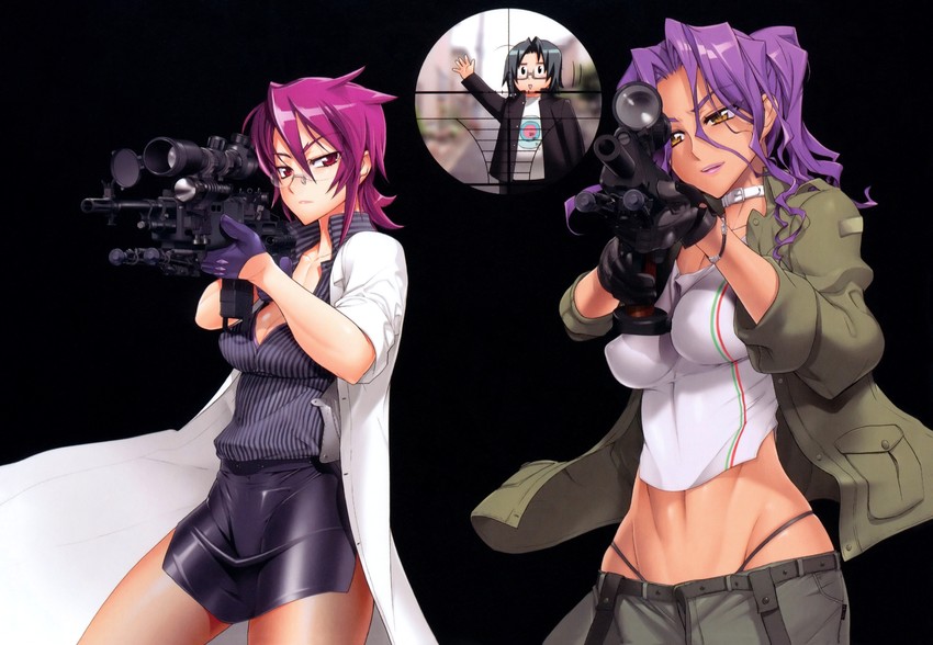hirano kouta, minami rika, and tsurugi miki (highschool of the dead and 1 more) drawn by satou_shouji