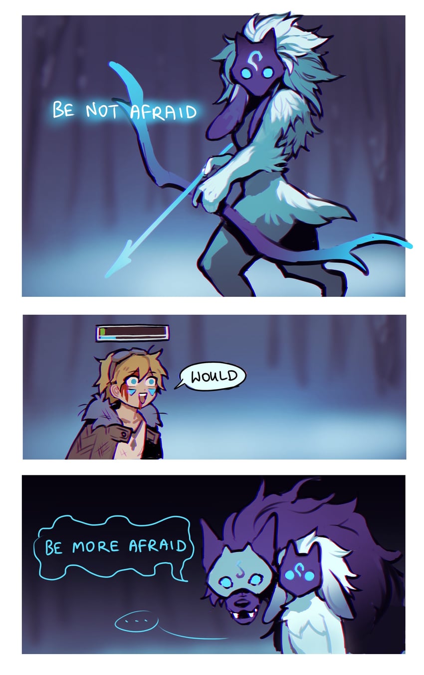 kindred, lamb, ezreal, and wolf (league of legends) drawn by sudo_(pseudostars)