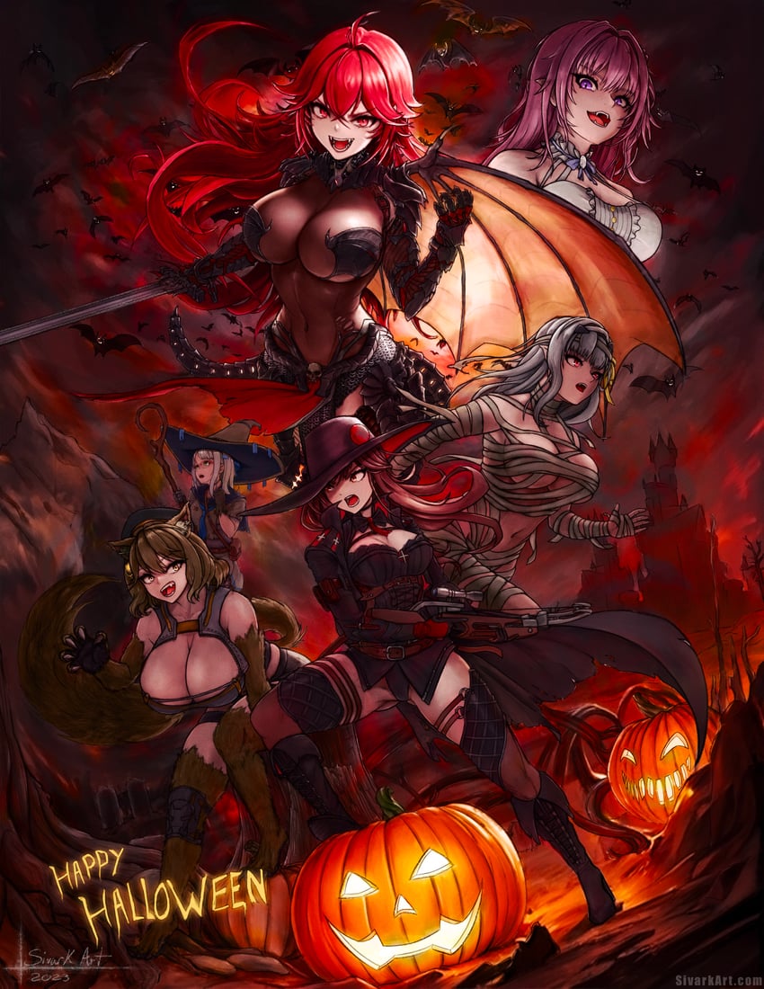 anis, rapi, dorothy, neon, modernia, and 1 more (goddess of victory: nikke) drawn by sivarkart