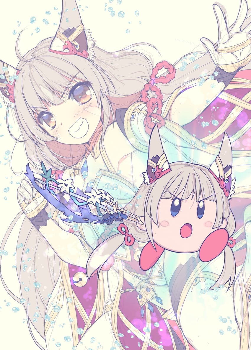 kirby and nia (xenoblade chronicles and 2 more) drawn by watsuki_ayamo