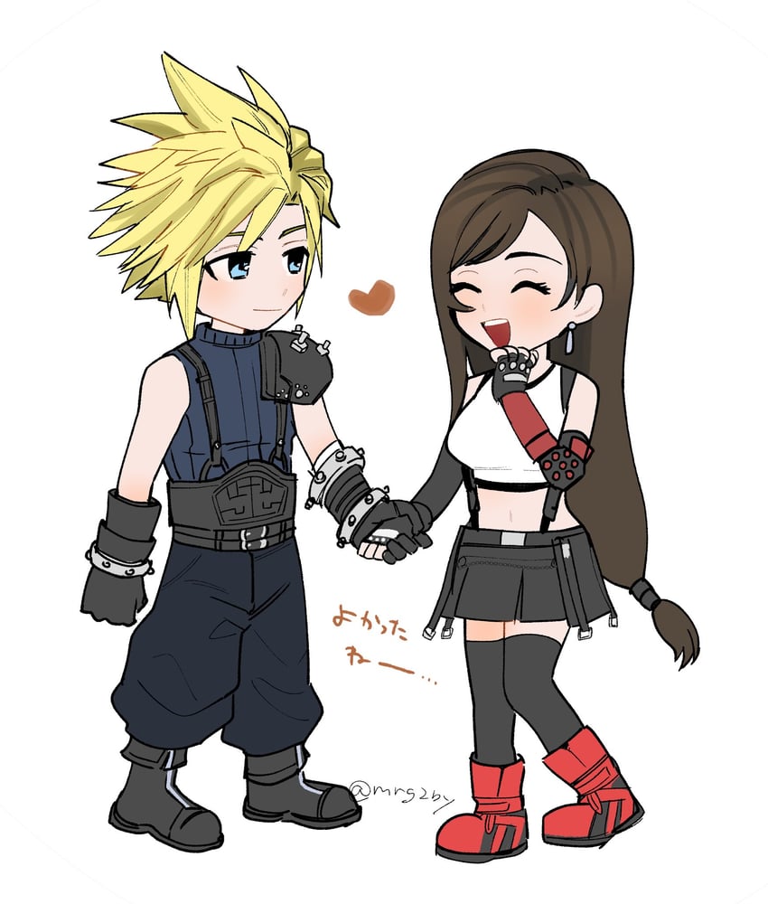 tifa lockhart and cloud strife (final fantasy and 3 more) drawn by mrg2by