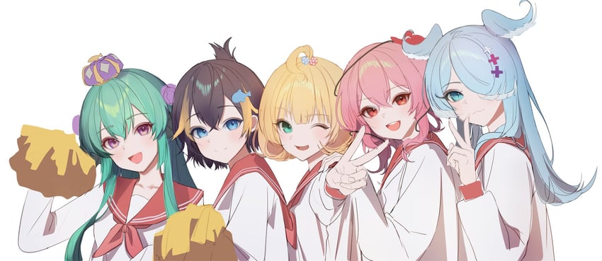 elira pendora, finana ryugu, petra gurin, millie parfait, and rosemi lovelock (nijisanji and 2 more) drawn by udonhorok