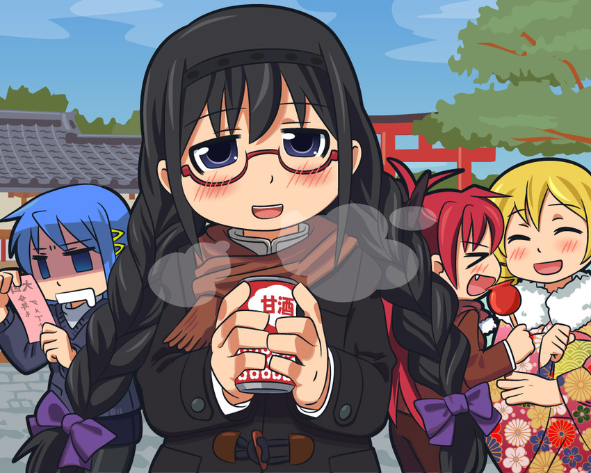 akemi homura, miki sayaka, sakura kyoko, and tomoe mami (mahou shoujo madoka magica) drawn by aka-kabuto_no_gema