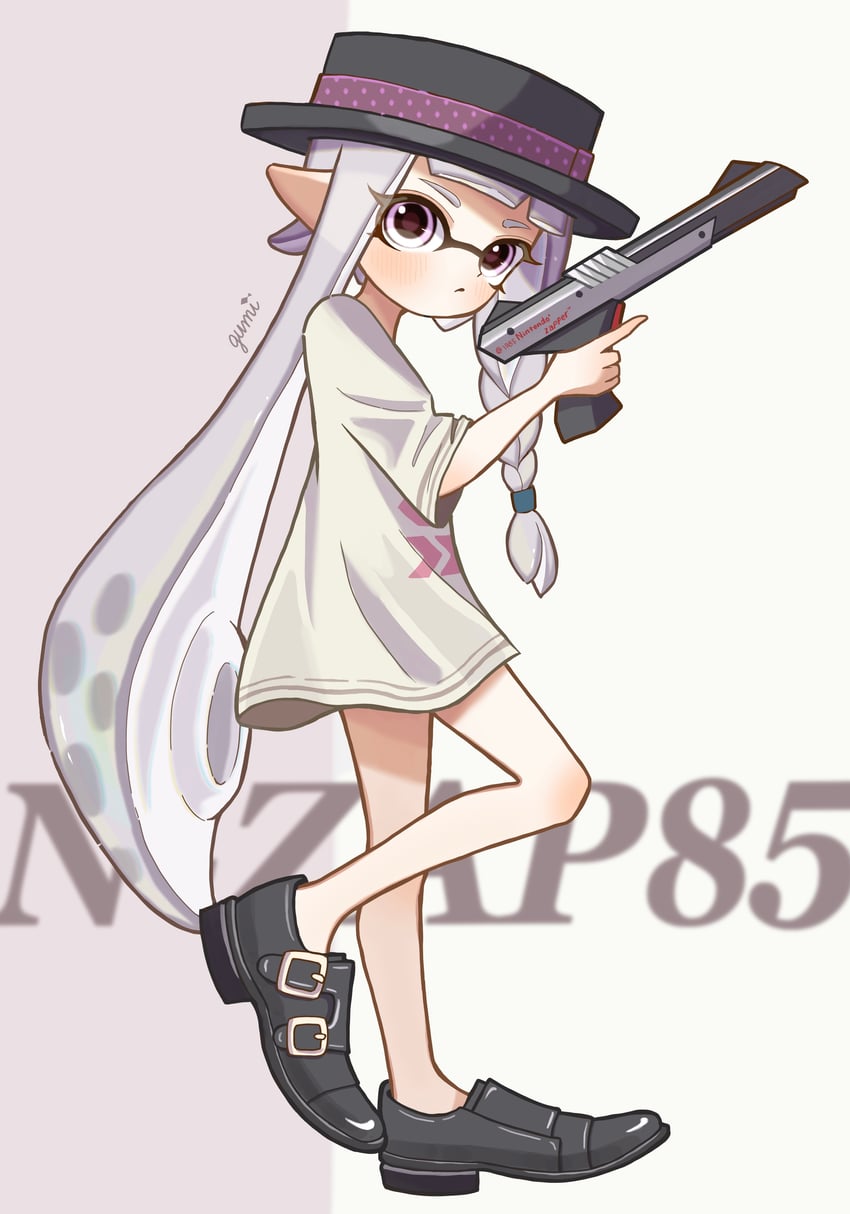 inkling player character and inkling girl (splatoon and 1 more) drawn by osakanagumi11