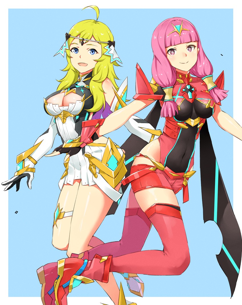 pyra, mythra, ophelia, and mitama (fire emblem and 3 more) drawn by igni_tion