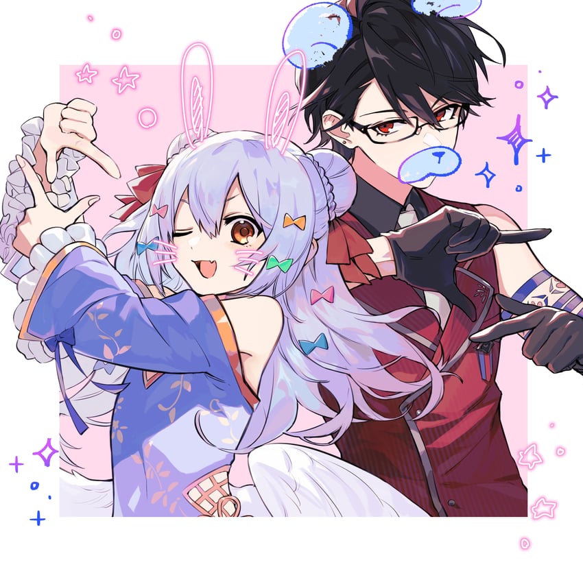 yumeoi kakeru and inuyama tamaki (nijisanji and 1 more) drawn by iv_4t