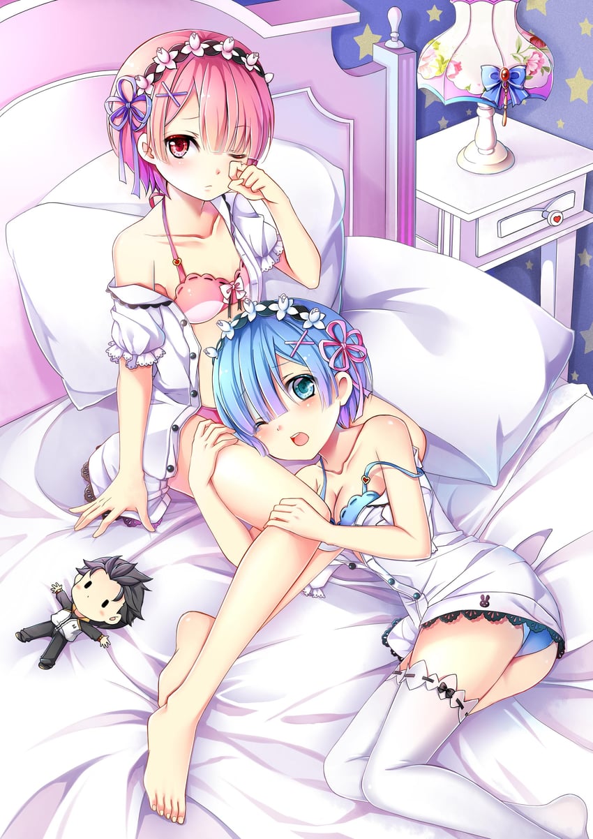 rem and ram (re:zero kara hajimeru isekai seikatsu) drawn by gyaza