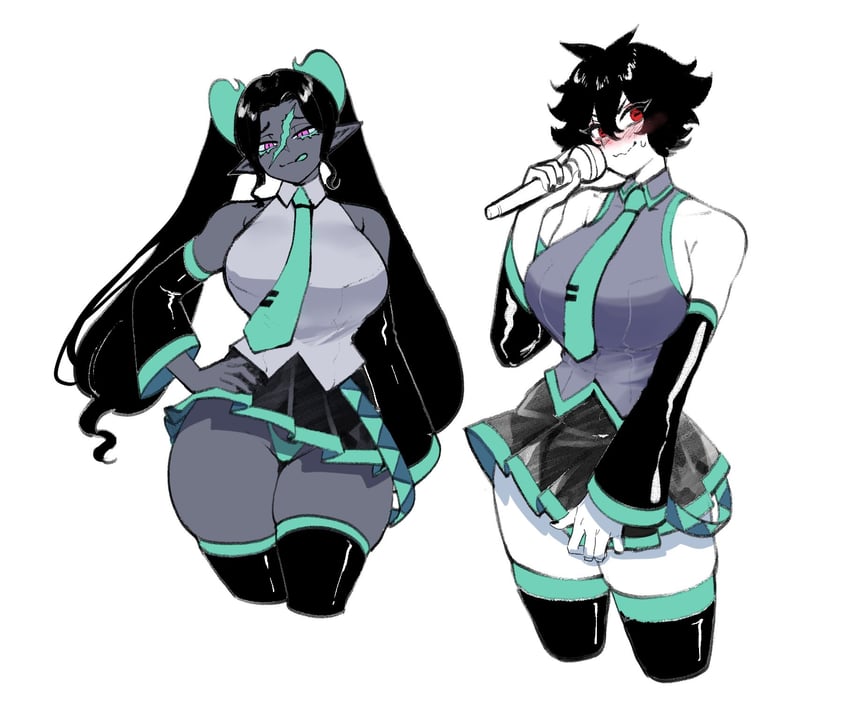 hatsune miku, sister almonde, and mariah (vocaloid and 1 more) drawn by nyantcha