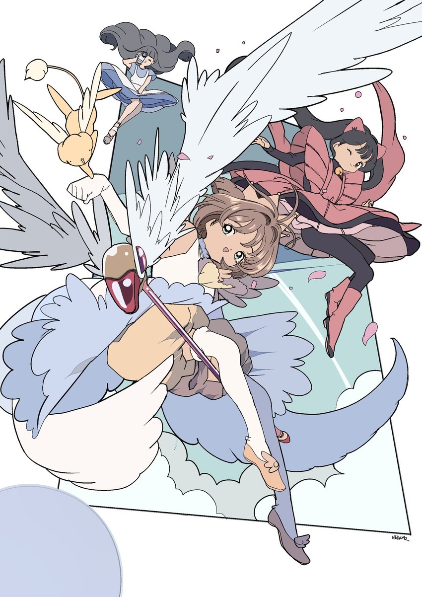 kinomoto sakura, kero, daidouji tomoyo, and li meiling (cardcaptor sakura) drawn by edoya_inuhachi