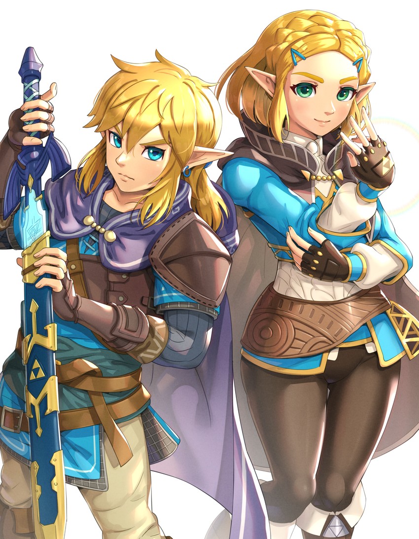 link and princess zelda (the legend of zelda and 1 more) drawn by gonzarez