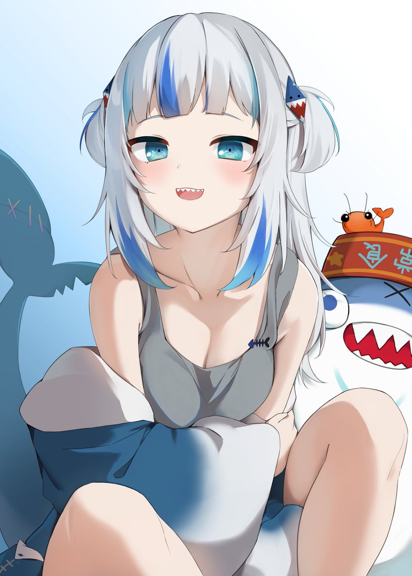 gawr gura, bloop, and ebi-chan (hololive and 1 more) drawn by myolu
