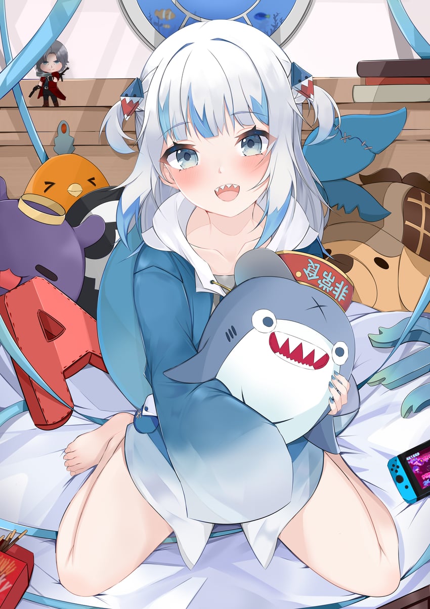 gawr gura, takodachi, dante, bloop, bubba, and 2 more (hololive and 2 more) drawn by xhajimek