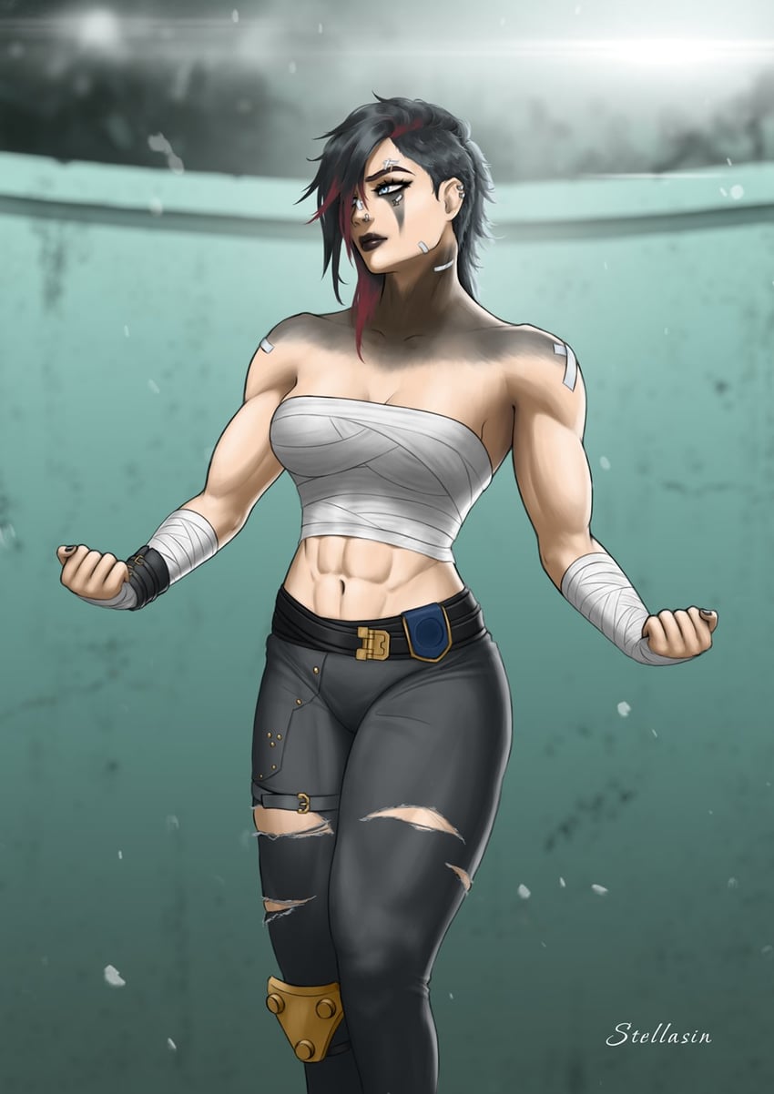 vi and arcane brawler vi (league of legends and 1 more) drawn by stellasin