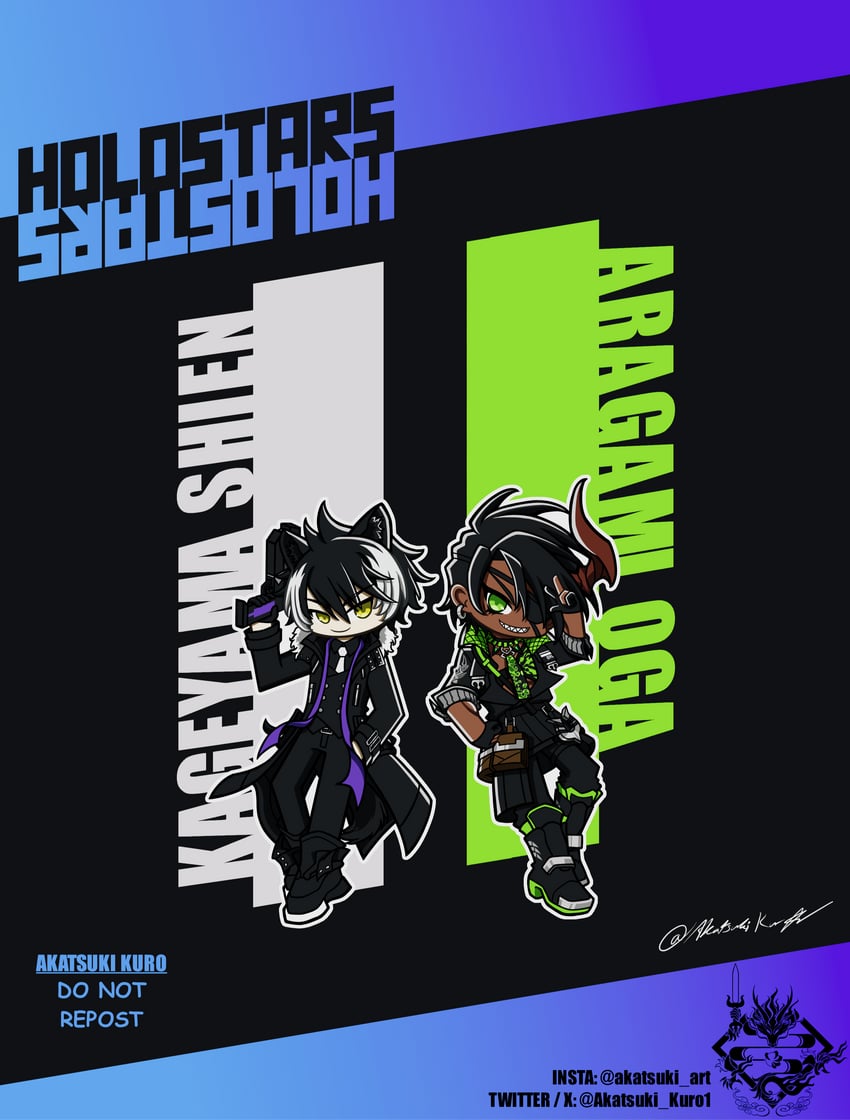 kageyama shien and aragami oga (holostars) drawn by akatsuki_kuro1