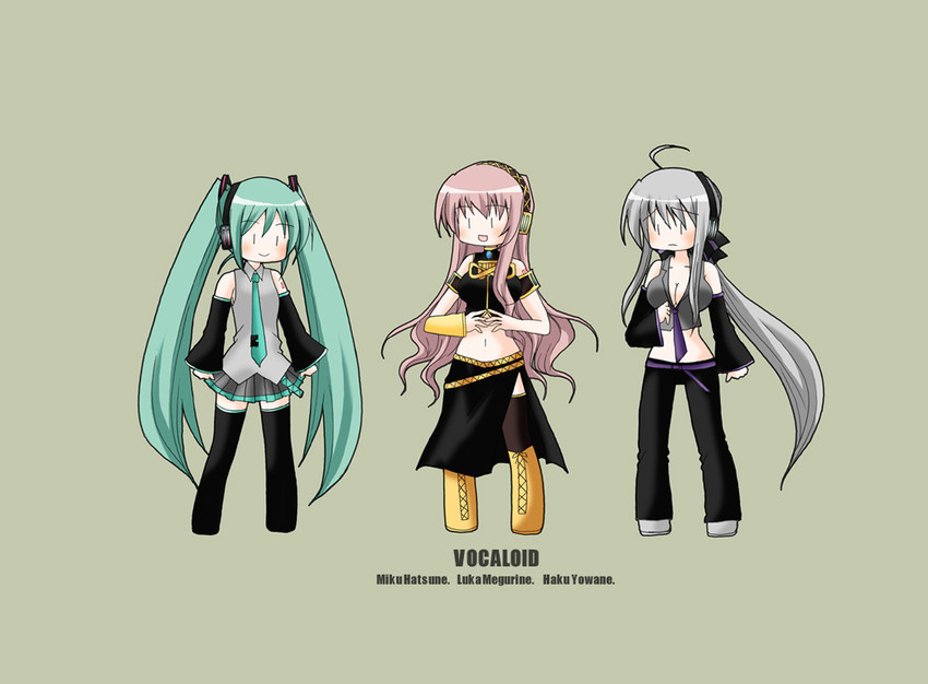 hatsune miku, megurine luka, and yowane haku (vocaloid) drawn by inscco