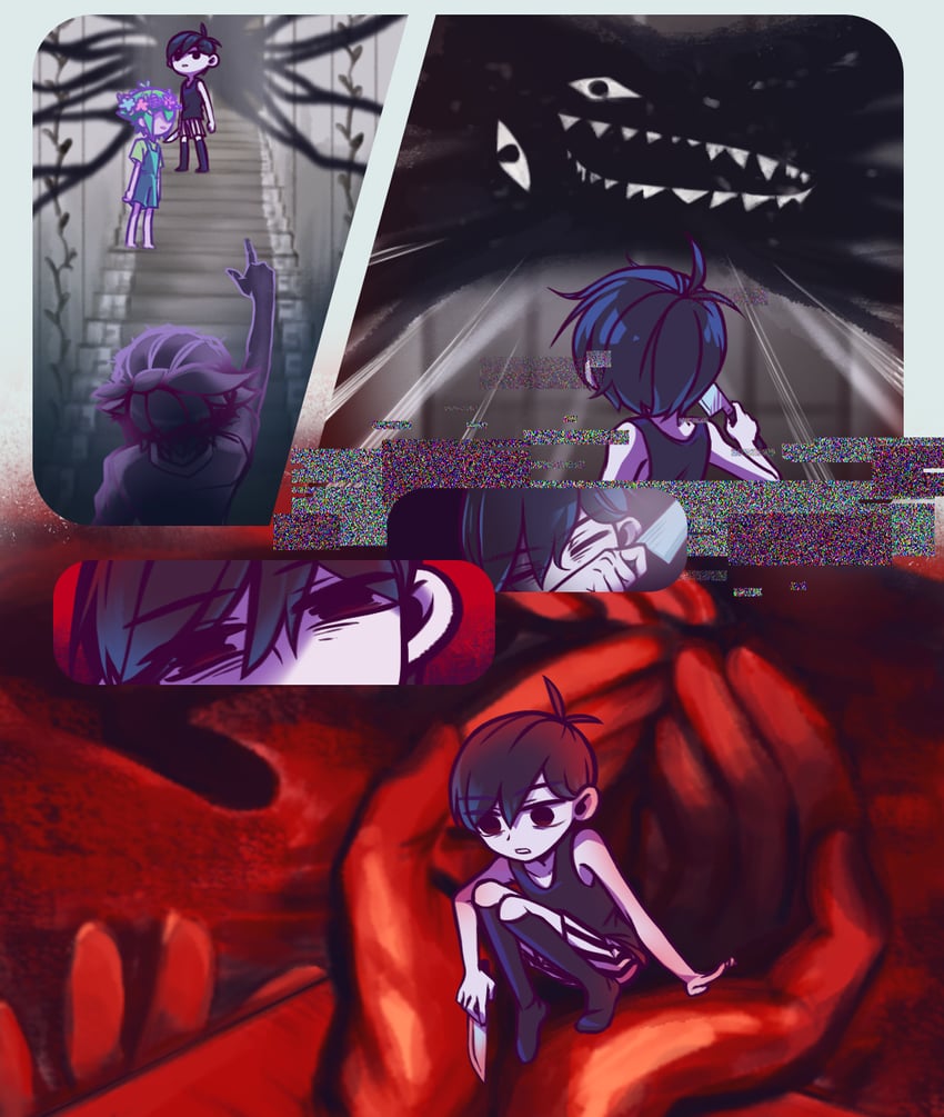 omori, basil, something, and stranger (omori) drawn by laser-lance