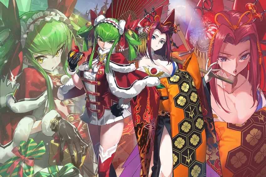 c.c. and kouzuki kallen (code geass and 1 more)